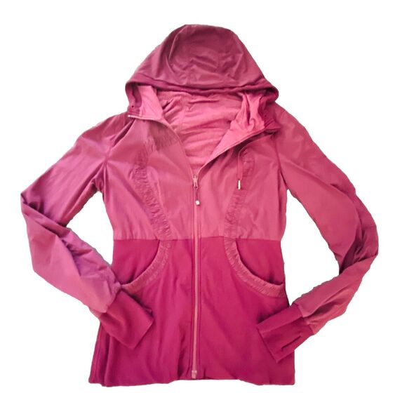 Lululemon Dance Studio Womens Jacket 10 Purple Pink Reversible Full Zip Hood - Picture 1 of 3